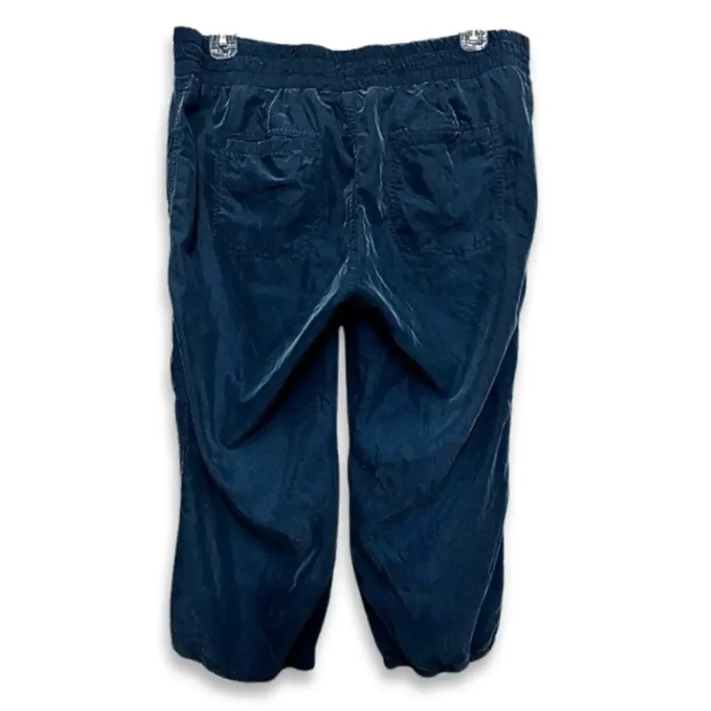 Loft Lounge Capri Pants Drawstring Pull On Style Pockets Solid Blue Women's 6